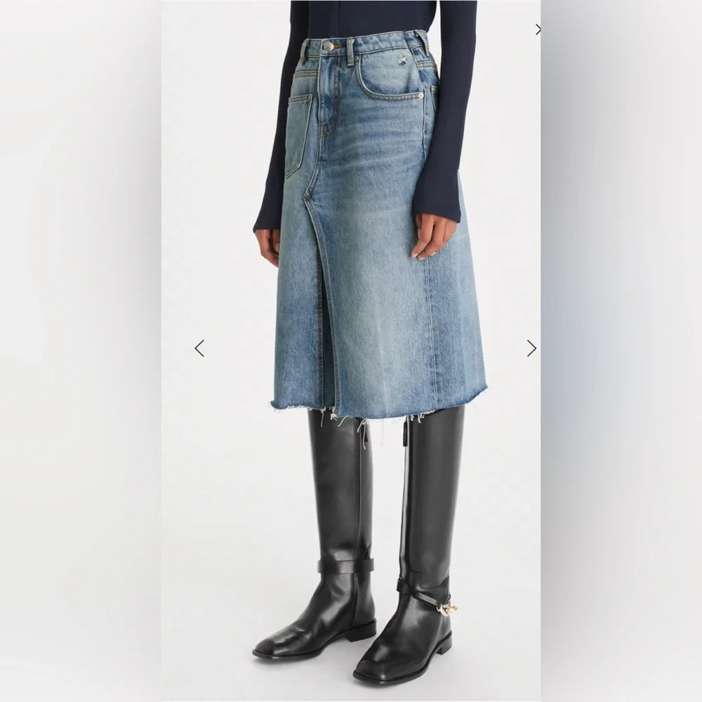 EUC Tory Burch DECONSTRUCTED DENIM SKIRT size 6 - Picture 4 of 15